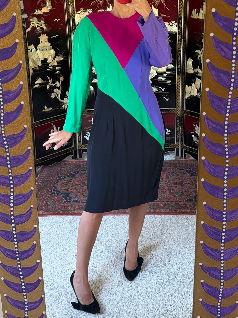Vintage 80s colorblock cocktail dress